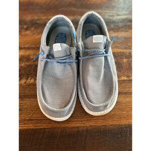 Hey Dude Wally Coastline Mens Shoes Size 11 Grey Canvas Casual Loafers